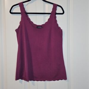 Le Chateau Womens Burgundy  Scalloped Tank Top Sz XS